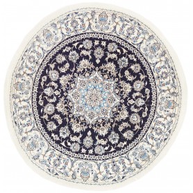 Tappeto Nain Kashmar Persia Medaglione Blu Notte Crema 203x2