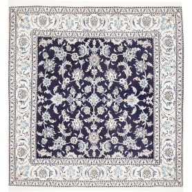 Tappeto Nain Kashmar Persia Medaglione Blu Avorio 198x203 Cm