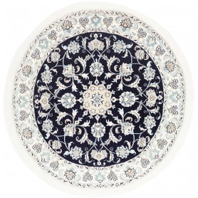 Tappeto Nain Kashmar Persia Medaglione Blu Scuro Crema 150x1