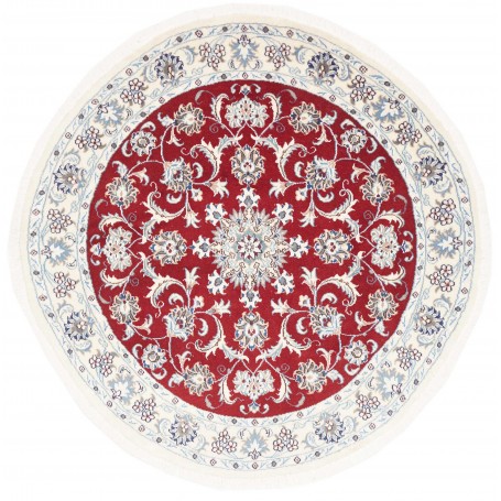 Tappeto Nain Kashmar Persia Medaglione Rosso Avorio 150x150