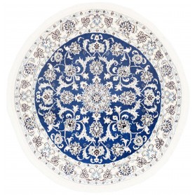 Tappeto Nain Kashmar Persia Medaglione Blu Bianco 145x145 Cm