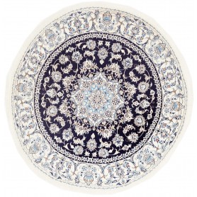 Tappeto Nain Kashmar Persia Medaglione Blu Notte Crema 200x2