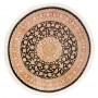 Tappeto Ghom Seta Persia Medaglione Nero Oro 98x98 Cm