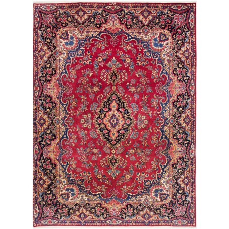 Tappeto Kerman Persia Medaglione Rosso Blu 251x336 Cm