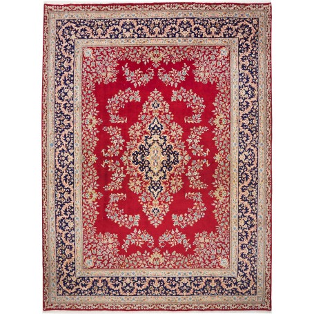 Tappeto Kerman Persia Medaglione Rosso Blu Notte 300x402 Cm
