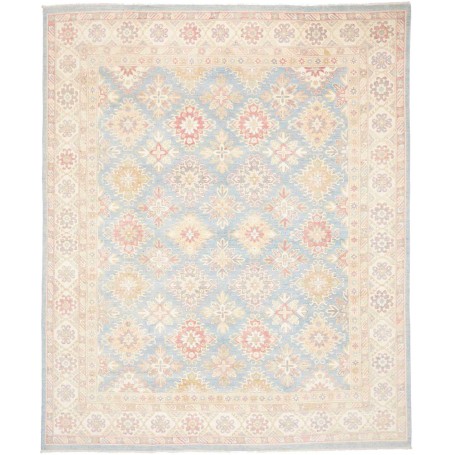 Tappeto Kazak Afghanistan Astratto Celeste Beige 246x298 Cm
