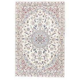 Tappeto Nain 9la Persia Medaglione Avorio Blu 115x178 Cm