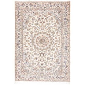 Tappeto Nain 6la Persia Medaglione Crema Azzurro 158x226 Cm