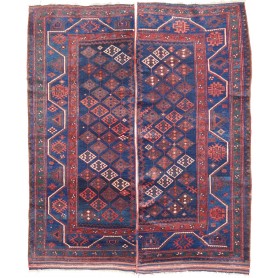 Tappeto Antico Geometrico Blu Rosso 184x215 Cm