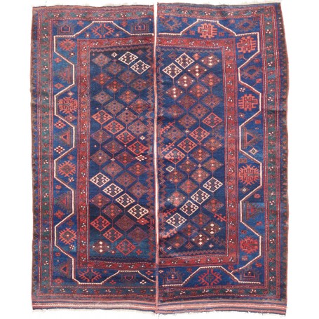Tappeto Antico Geometrico Blu Rosso 184x215 Cm