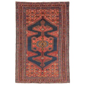 Tappeto Antico Geometrico Blu Terracotta 135x205 Cm