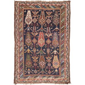 Tappeto Antico Astratto Blu Rosso 170x252 Cm