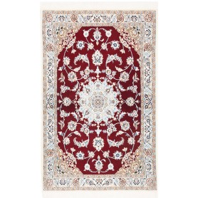 Tappeto Nain 9la Persia Medaglione Rosso Bordeaux Avorio 101