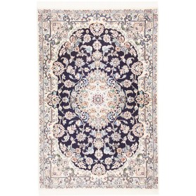 Tappeto Nain 9la Persia Medaglione Blu Avorio 101x157 Cm