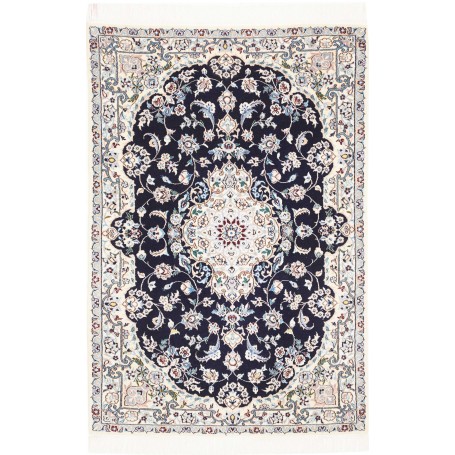 Tappeto Nain 6la Persia Medaglione Blu Notte Crema 81x124 Cm