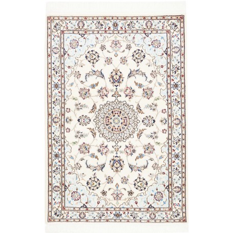 Tappeto Nain 6la Persia Medaglione Crema Azzurro 81x118 Cm