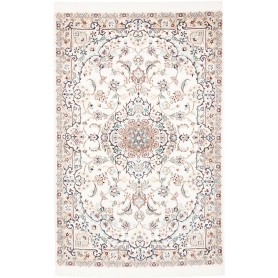 Tappeto Nain 9la Persia Medaglione Avorio Blu 102x162 Cm