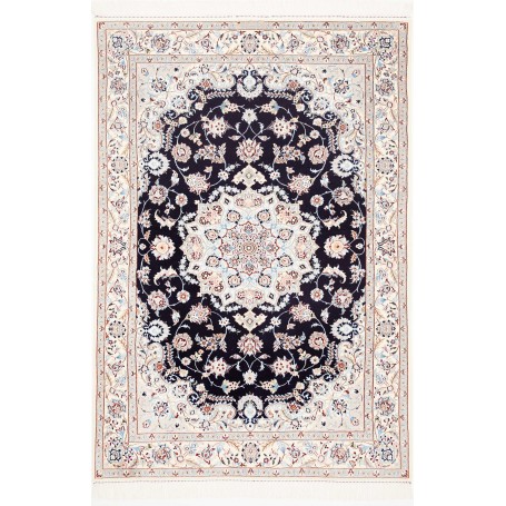 Tappeto Nain 6la Persia Medaglione Blu Scuro Crema 118x175 C