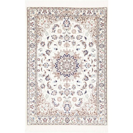 Tappeto Nain 6la Persia Medaglione Avorio Blu 82x120 Cm