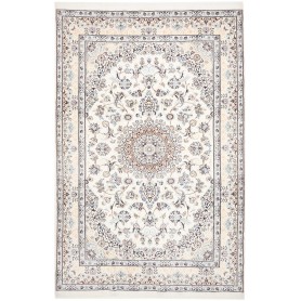 Tappeto Nain 9la Persia Medaglione Crema Azzurro 202x306 Cm