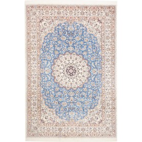 Tappeto Nain 9la Persia Medaglione Azzurro Avorio 210x306 Cm