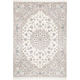 Tappeto Nain 9la Persia Medaglione Avorio Blu 253x360 Cm