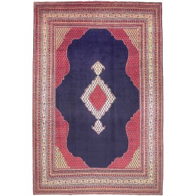 Tappeto Sarough Persia Medaglione Blu Rosso 262x395 Cm