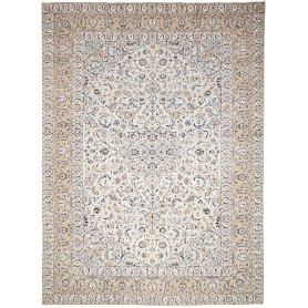 Tappeto Kashan Persia Medaglione Crema Blu 283x380 Cm