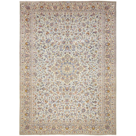 Tappeto Kashan Persia Medaglione Crema Blu 292x405 Cm