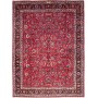 Tappeto Mashad Persia Floreale Rosso Blu 302x402 Cm