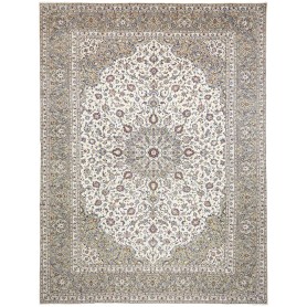 Tappeto Kashan Persia Medaglione Crema Blu 300x397 Cm