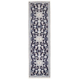 Tappeto Nain Kashmar Persia Medaglione Blu Notte Bianco 78x3