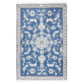 Tappeto Nain Kashmar Persia Medaglione Blu Crema 90x138 Cm