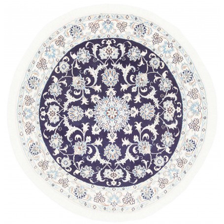 Tappeto Nain Kashmar Persia Medaglione Blu Notte Crema 140x1