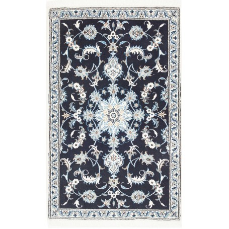 Tappeto Nain Kashmar Persia Medaglione Blu Notte Azzurro 77x