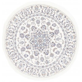 Tappeto Nain Kashmar Persia Medaglione Crema Blu 197x200 Cm