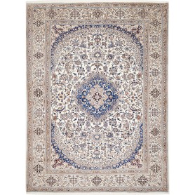 Tappeto Nain Kashmar Persia Medaglione Bianco Blu 304x398 Cm