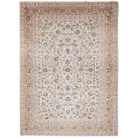 Tappeto Kashan Persia Floreale Avorio Blu 277x380 Cm