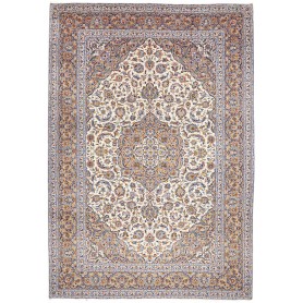 Tappeto Kashan Persia Medaglione Crema Blu 253x365 Cm