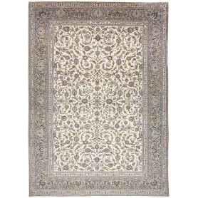 Tappeto Kashan Persia Floreale Crema Blu 273x378 Cm