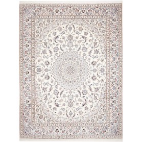 Tappeto Nain 9la Persia Medaglione Crema Azzurro 297x381 Cm