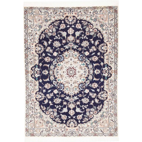 Tappeto Nain 6la Persia Blu Notte Crema 85x123 cm