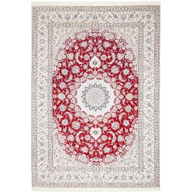 Tappeto Nain 9la Persia Rosso Rubino Bianco Crema 248x357 cm