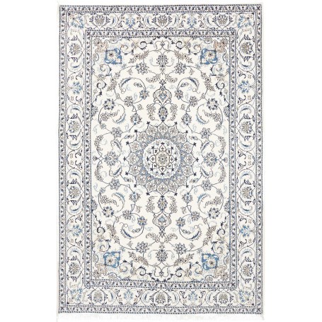 Tappeto Nain Kashmar Persia Bianco Crema Blu azzurro 197x310