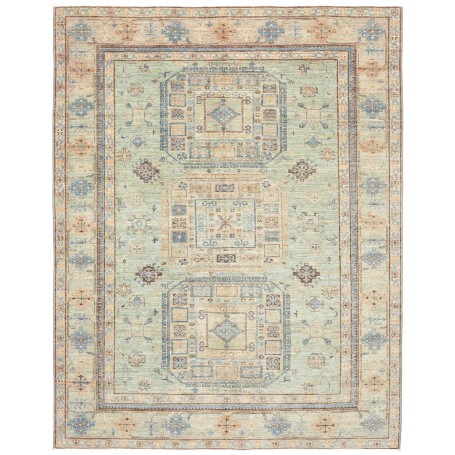 Tappeto Kazak Fine Pakistan Verde Acqua Beige 196x252 cm