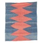 Tappeto Kilim Vintage Persia Blu Scuro Rosso Corallo 64x77 c