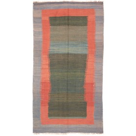 Tappeto Kilim Vintage Persia Blu-grigio Terracotta 121x241 c