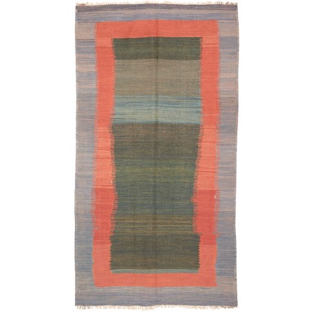 Tappeto Kilim Vintage Persia Blu-grigio Terracotta 121x241 c