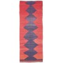 Tappeto Kilim Vintage Persia Rosso Corallo Blu Indaco 109x30