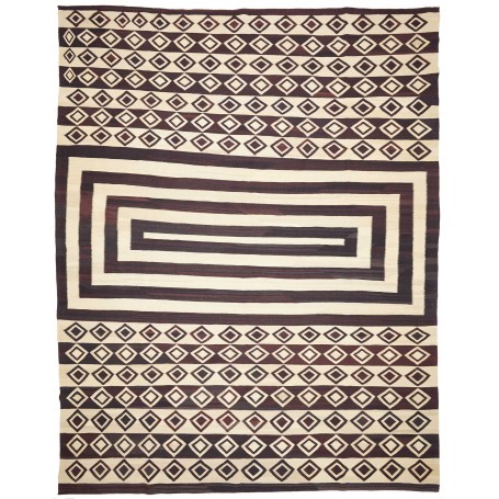 Tappeto Kilim Vintage Persia Marrone Scuro Crema 333x430 cm